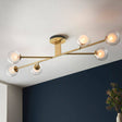 Carson 6Lt Semi-Flush Ceiling Light Satin Brass - Comet Lighting