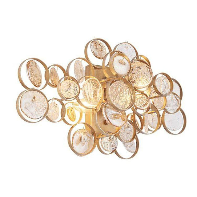 Circus 2Lt Wall Light Antique Gold Paint - Clear & Amber Glass - Comet Lighting