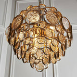 Circus 6Lt Pendant Ceiling Light Antique Gold Paint - Clear & Amber Glass - Comet Lighting