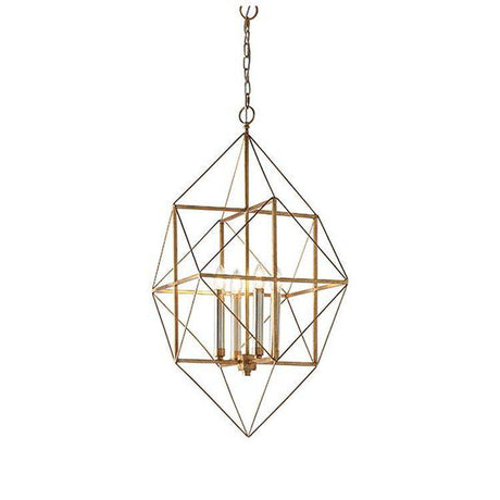 Clyde 4Lt Pendant Ceiling Light Antique Gold & Silver Leaf - Comet Lighting