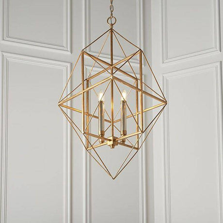 Clyde 4Lt Pendant Ceiling Light Antique Gold & Silver Leaf - Comet Lighting