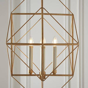 Clyde 4Lt Pendant Ceiling Light Antique Gold & Silver Leaf - Comet Lighting