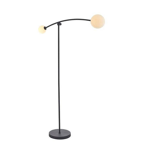 Culm 2Lt Floor Lamp Textured Matt Black & Gloss Opal Glass - Comet Lighting