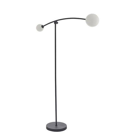 Culm 2Lt Floor Lamp Textured Matt Black & Gloss Opal Glass - Comet Lighting