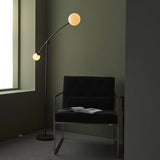 Culm 2Lt Floor Lamp Textured Matt Black & Gloss Opal Glass - Comet Lighting