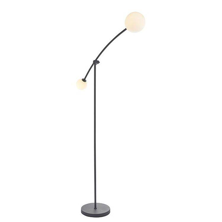 Culm 2Lt Floor Lamp Textured Matt Black & Gloss Opal Glass - Comet Lighting