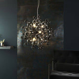 Dee 9Lt Pendant Ceiling Light Black Chrome Plate With Smoked Mirror & Tinted Glass - Comet Lighting