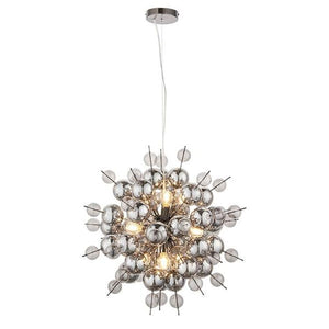 Dee 9Lt Pendant Ceiling Light Black Chrome Plate With Smoked Mirror & Tinted Glass - Comet Lighting