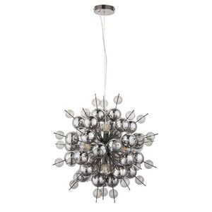 Dee 9Lt Pendant Ceiling Light Black Chrome Plate With Smoked Mirror & Tinted Glass - Comet Lighting