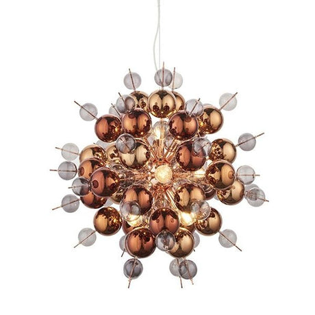 Dee 9Lt Pendant Ceiling Light Copper Plate With Copper Mirror & Tinted Glass - Comet Lighting