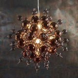 Dee 9Lt Pendant Ceiling Light Copper Plate With Copper Mirror & Tinted Glass - Comet Lighting