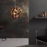 Dee 9Lt Pendant Ceiling Light Copper Plate With Copper Mirror & Tinted Glass - Comet Lighting