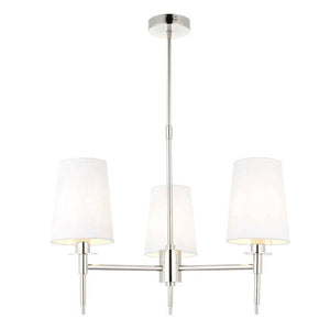 Derwent 3Lt Pendant Ceiling Light Bright Nickel w/ Tapered Shades - Comet Lighting