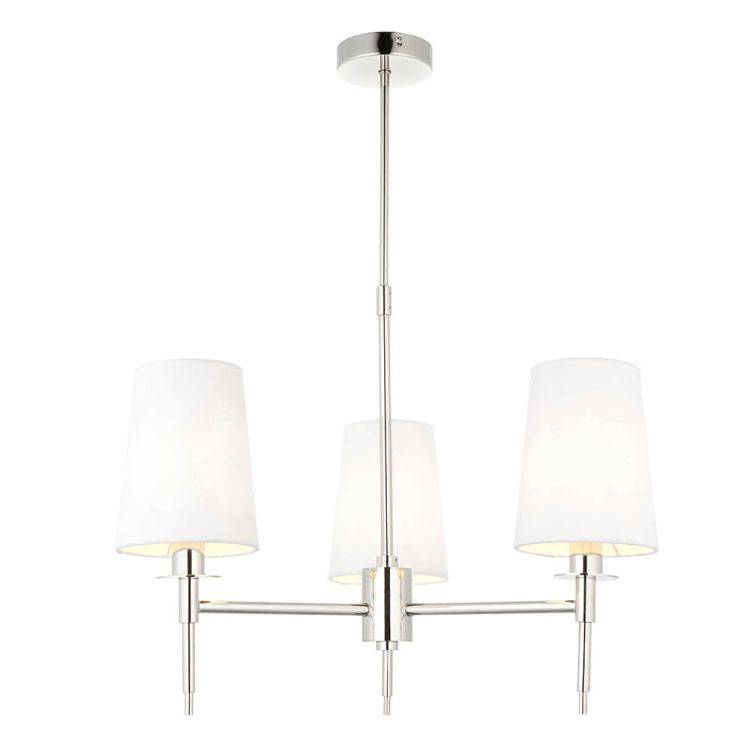 Derwent 3Lt Pendant Ceiling Light Bright Nickel w/ Tapered Shades - Comet Lighting