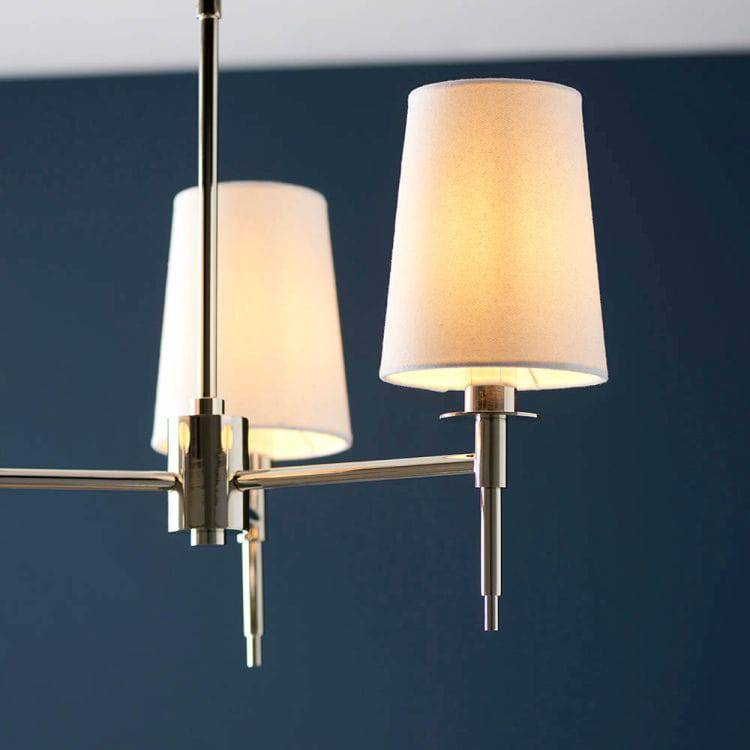 Derwent 3Lt Pendant Ceiling Light Bright Nickel w/ Tapered Shades - Comet Lighting