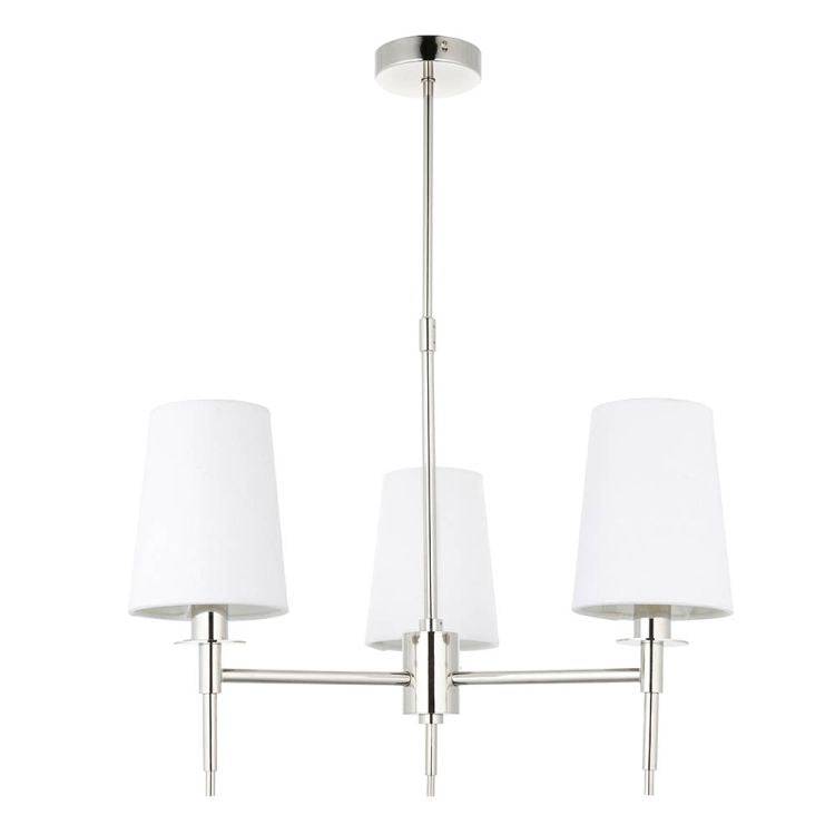 Derwent 3Lt Pendant Ceiling Light Bright Nickel w/ Tapered Shades - Comet Lighting