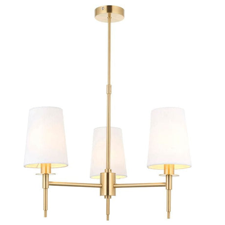 Derwent 3Lt Pendant Ceiling Light Satin Brass w/ Tapered Shades - Comet Lighting