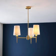 Derwent 3Lt Pendant Ceiling Light Satin Brass w/ Tapered Shades - Comet Lighting