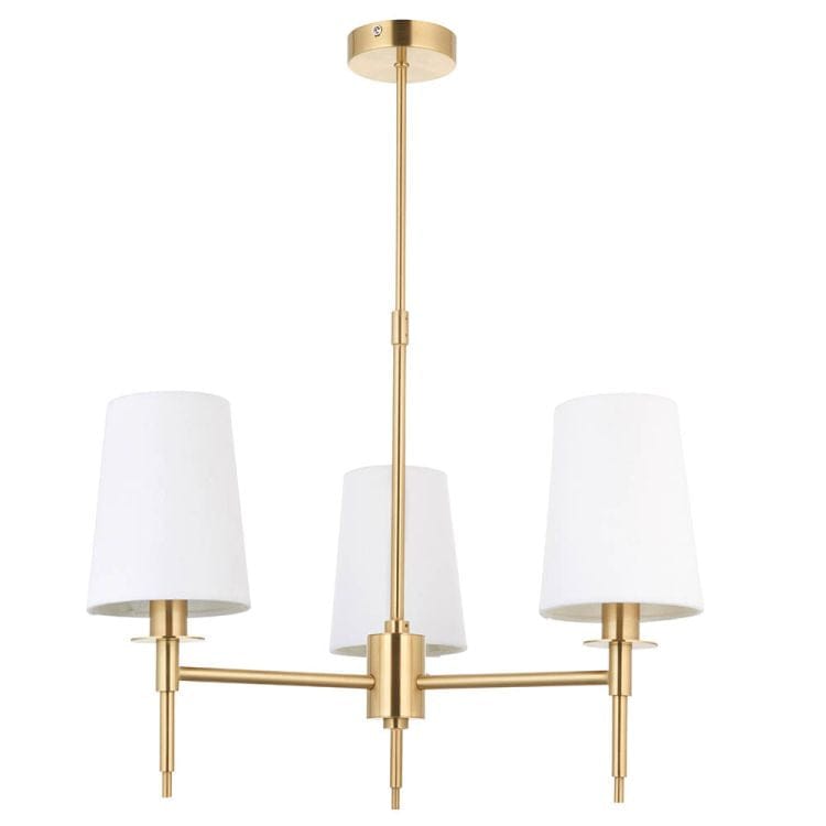 Derwent 3Lt Pendant Ceiling Light Satin Brass w/ Tapered Shades - Comet Lighting