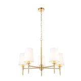 Derwent 5Lt Pendant Ceiling Light Satin Brass w/ Tapered Shades - Comet Lighting