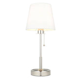 Derwent Table Lamp Bright Nickel w/ Tapered Shade - Comet Lighting