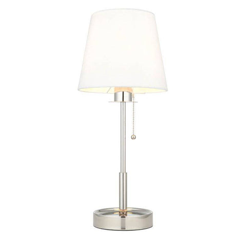 Derwent Table Lamp Bright Nickel w/ Tapered Shade - Comet Lighting