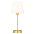 Derwent Table Lamp Satin Brass w/ Tapered Shade - Comet Lighting