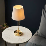 Derwent Table Lamp Satin Brass w/ Tapered Shade - Comet Lighting