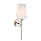 Derwent Wall Light Bright Nickel Plate & Vintage White Fabric - Comet Lighting