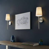 Derwent Wall Light Bright Nickel Plate & Vintage White Fabric - Comet Lighting