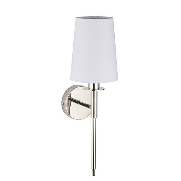 Derwent Wall Light Bright Nickel Plate & Vintage White Fabric - Comet Lighting