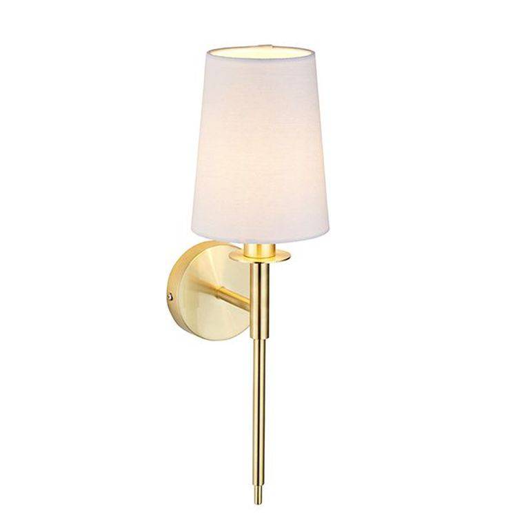 Derwent Wall Light Satin Brass Plate & Vintage White Fabric - Comet Lighting