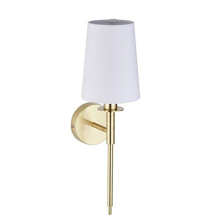 Derwent Wall Light Satin Brass Plate & Vintage White Fabric - Comet Lighting