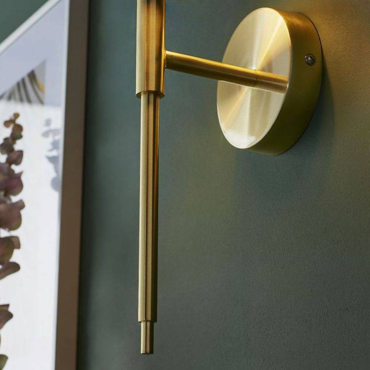 Derwent Wall Light Satin Brass Plate & Vintage White Fabric - Comet Lighting