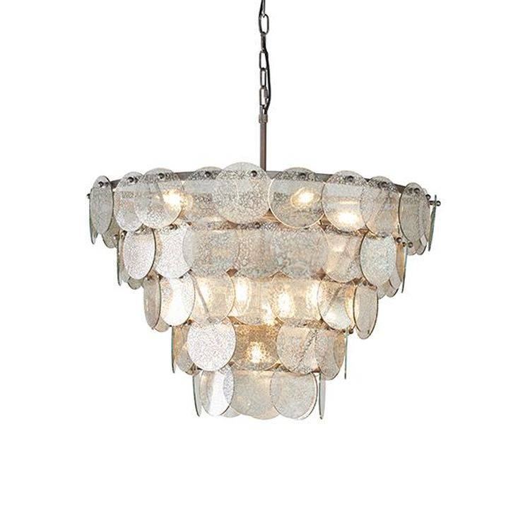 Discus 9Lt Pendant Ceiling Light Antique Silver Paint & Mercury Glass - Comet Lighting