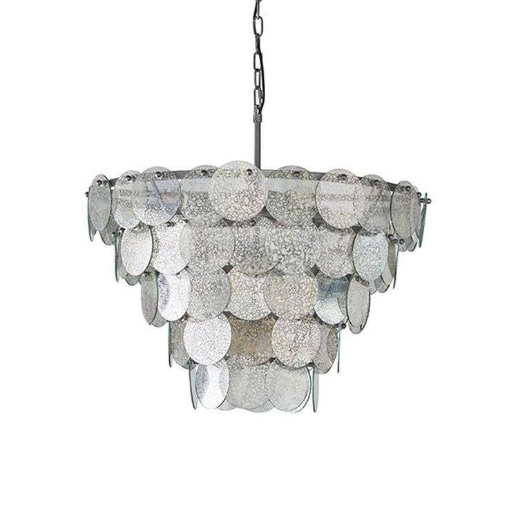 Discus 9Lt Pendant Ceiling Light Antique Silver Paint & Mercury Glass - Comet Lighting