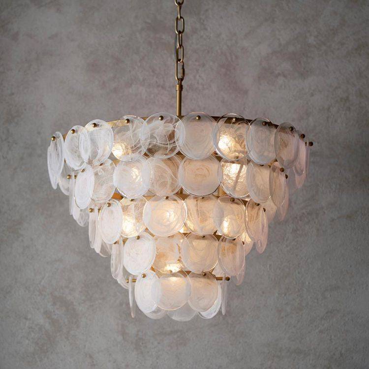 Discus 9Lt Tiered Pendant Ceiling Light White - Comet Lighting