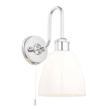 Dniester Wall Light Chrome w/ Opal Glass - Comet Lighting