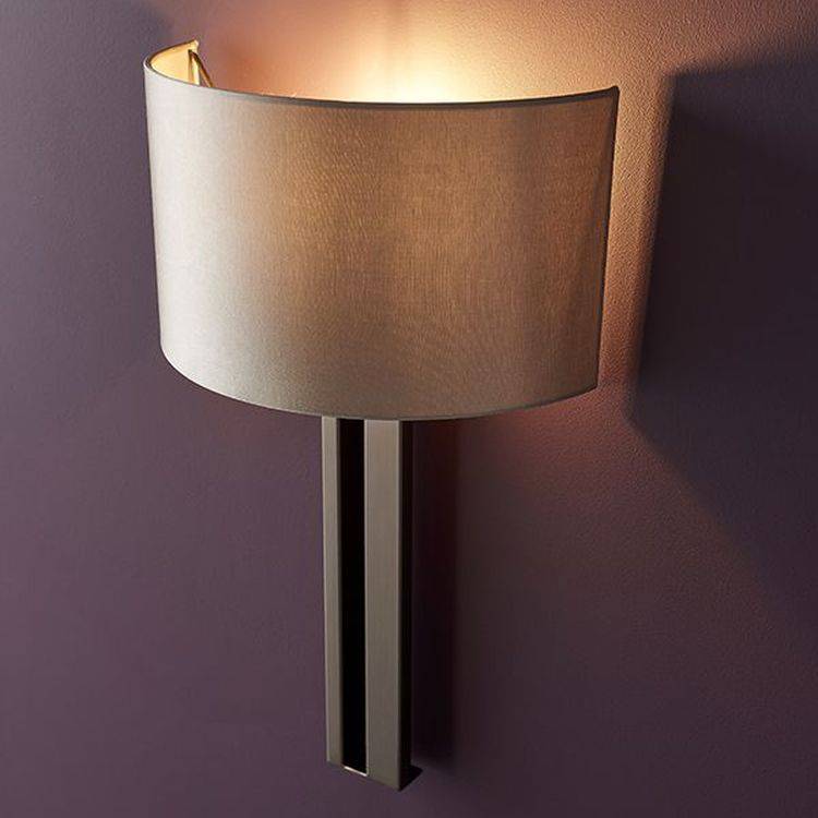 Ebro Wall Light Brushed Bronze Plate & Mink Satin Fabric - Comet Lighting