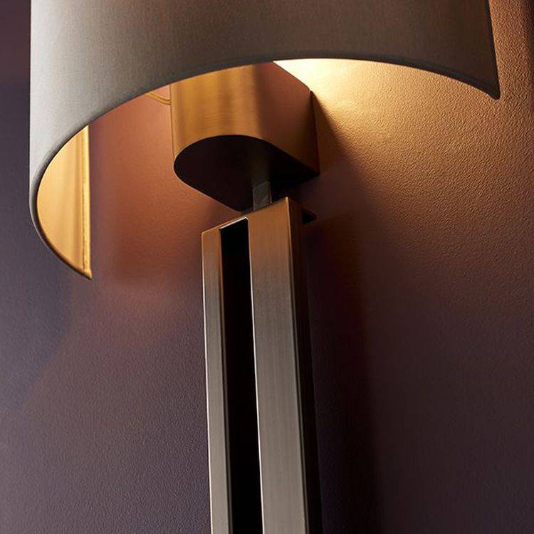 Ebro Wall Light Brushed Bronze Plate & Mink Satin Fabric - Comet Lighting