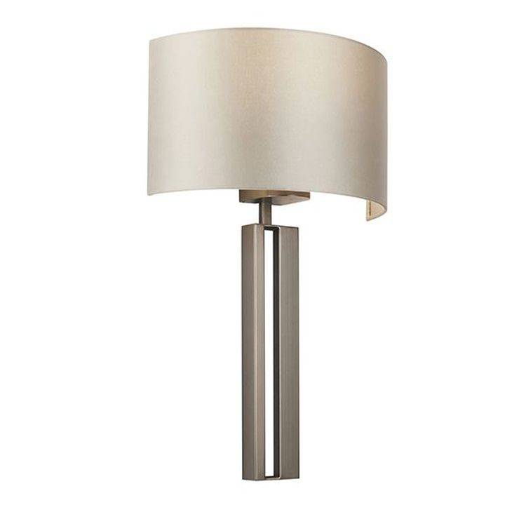 Ebro Wall Light Brushed Bronze Plate & Mink Satin Fabric - Comet Lighting