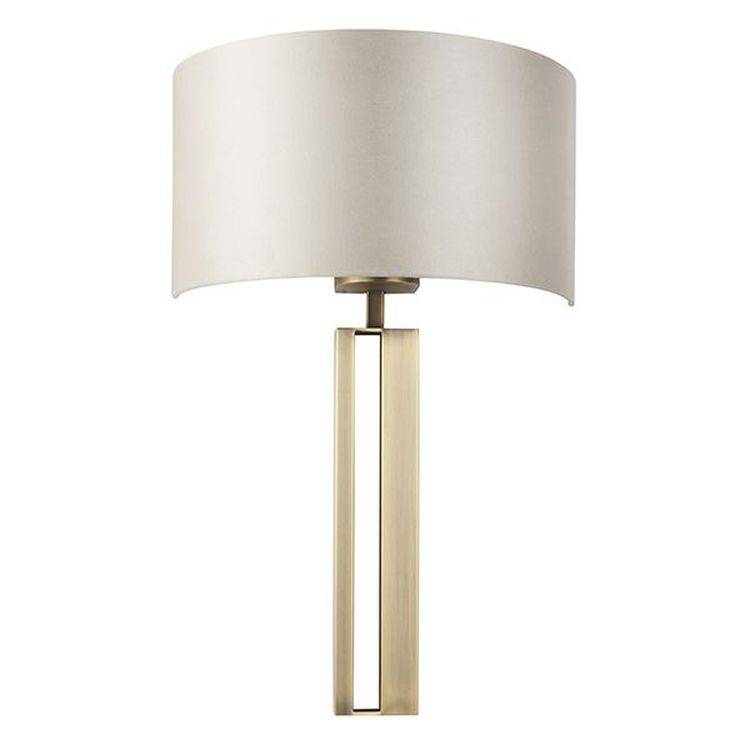 Ebro Wall Light Matt Antique Brass Plate & Mink Satin Fabric - Comet Lighting