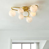 Eider 6Lt Semi-Flush Ceiling Light Satin Brass - Comet Lighting