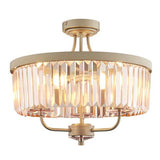 Elbe 3Lt Semi-flush Ceiling Light Champagne Paint & Rose Pink Cut Glass - Comet Lighting