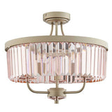 Elbe 3Lt Semi-flush Ceiling Light Champagne Paint & Rose Pink Cut Glass - Comet Lighting