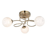 Erne 3Lt Semi-Flush Ceiling Light Antique Brass w/ Confetti Glass - Comet Lighting