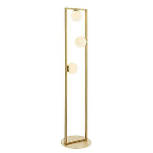Exe 3Lt Floor Lamp Brushed Gold Finish & Gloss Opal Glass - Comet Lighting
