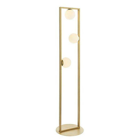 Exe 3Lt Floor Lamp Brushed Gold Finish & Gloss Opal Glass - Comet Lighting