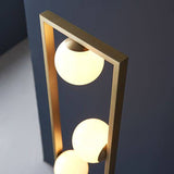 Exe 3Lt Floor Lamp Brushed Gold Finish & Gloss Opal Glass - Comet Lighting