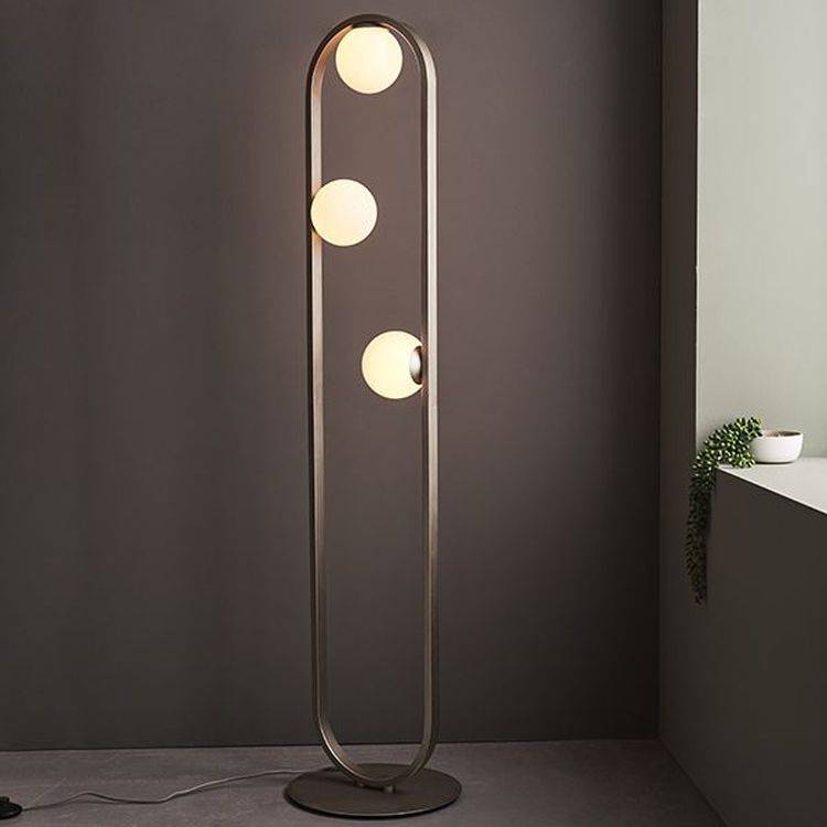 Exe 3Lt Floor Lamp Brushed Silver Finish & Gloss Opal Glass - Comet Lighting